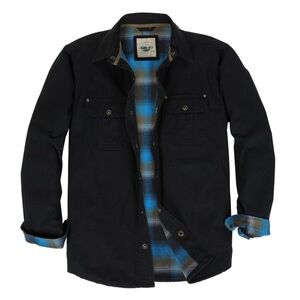 Gioberti Lined Shirt Jacket Shacket Black Flannel Workwear Size XL Snap Front